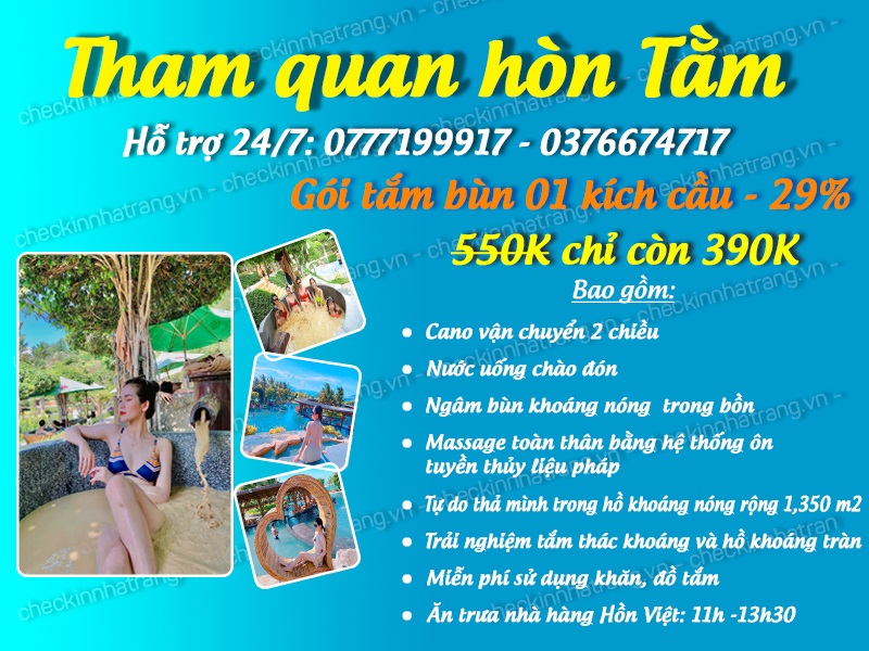 Tắm bùn Hòn Tằm Nha Trang gói 1