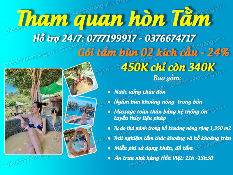 Tắm bùn Hòn Tằm Nha Trang gói 2